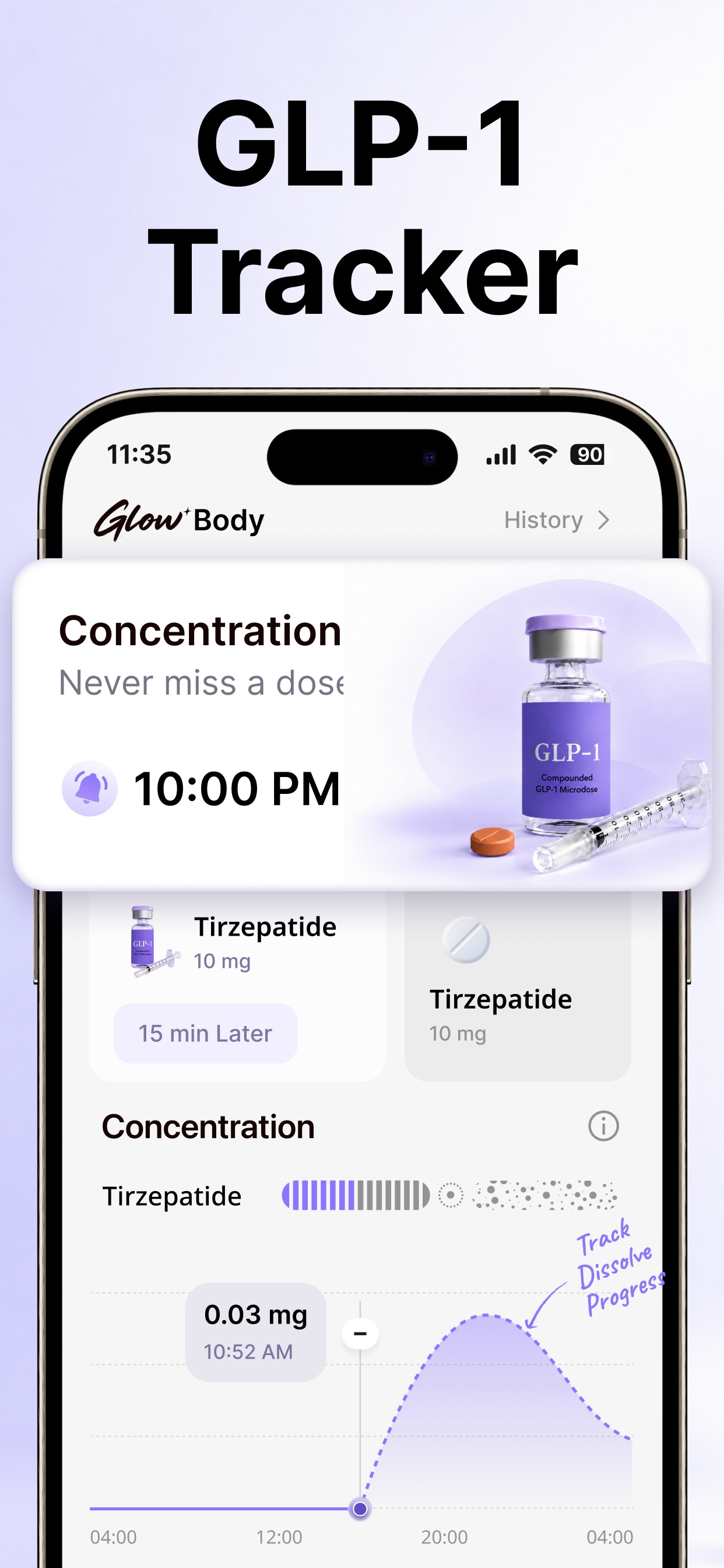 Glow Body GLP-1 medication tracker